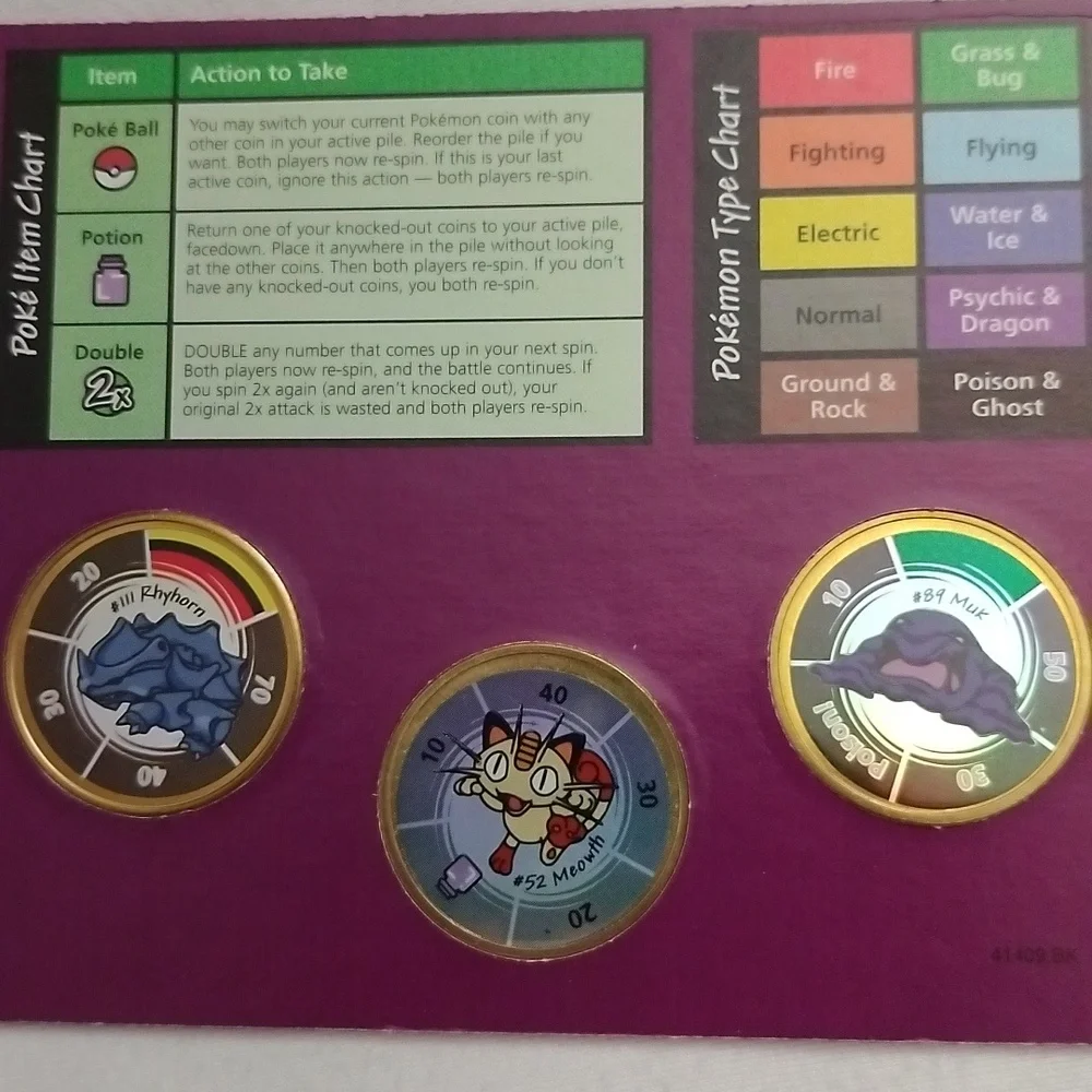 Pokemon Battling Coin Game Packs Hasbro Nintendo Collectible Brass VTG 90s - Picture 15 of 16